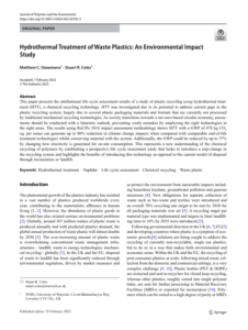 Hydrothermal Treatment of Waste Plastics - An Environmental Impact Study (WMG)